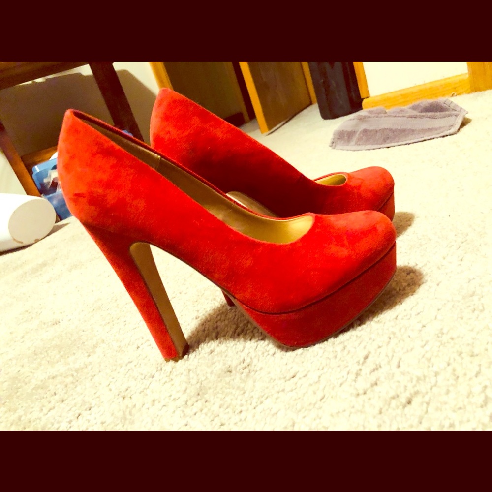 Red platform heels